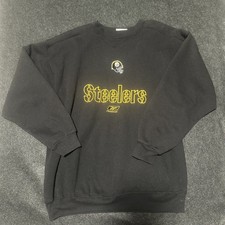 Vintage Reebok NFL Pittsburgh Steelers Blk Embroidered Crewneck Sweatshirt Large