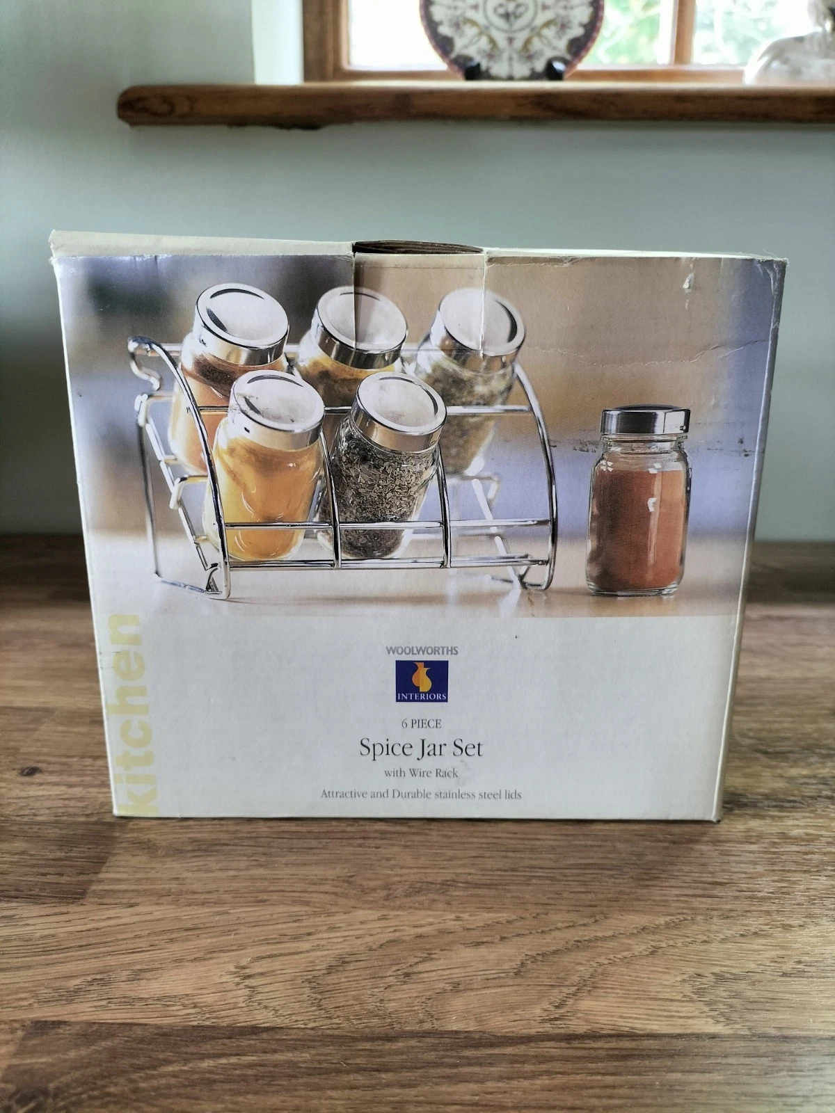 Woolworths Glass Spice Jars X6 With Metal Countertop Rack, Never Been Used
Opens in a new window or