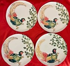 4 VIETRI Fauna Pheasant 9 1/4 inch Plates NEW 2020-2023   ITALY