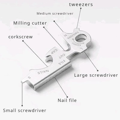 8 Werkzeuge in 1 Schlüsselanhänger Edelstahl Camping Multitool 