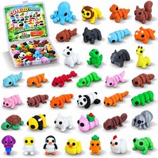 37 PCS Mini 3D Printed Animals, Articulated Animal Figurines, Flexible Fidget...