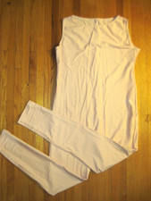Plus Size Bal Togs Tank Unitard Jumpsuit Long Leg 813P Beige Women 2XL-XXL NWT