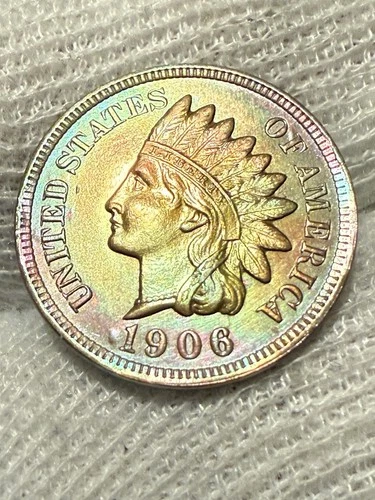 1906 Indian Head Cent Penny, Beautiful Gem Lustrous BU++ High Grade Toned