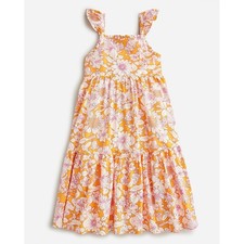 Crewcuts J.Crew Girls Yellow Pink Floral Tiered Maxi Dress Ruffle Strap Sz 8 e3