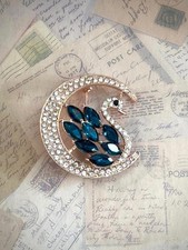 Swan in Moonlight Brooch   Vintage Rhinestone Statement Piece