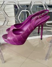 Yves Saint Laurent Purple Leather Slingback H...