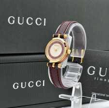 Vintage [N MINT /Box, Paper] GUCCI 2000L Red Dial Gold Qz Ladies Watch JAPAN