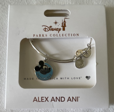 ALEX AND ANI Disney Parks Mickey Mouse Passholder Bracelet Silver 2018