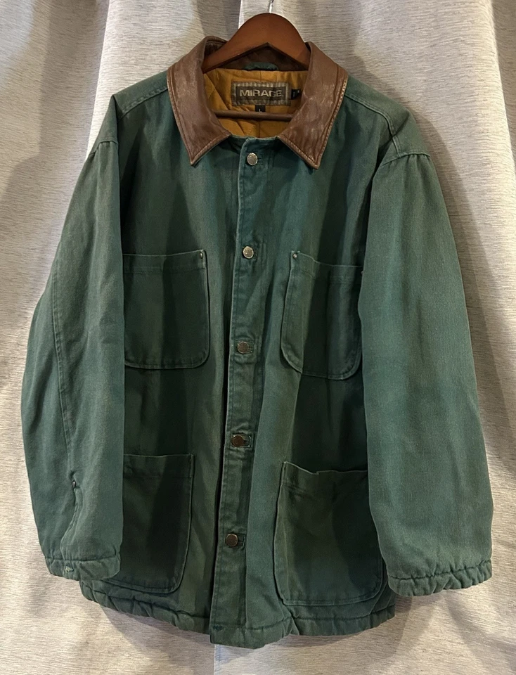 Abrigo de Colección Mirage Lona Verde Gamuza Tareas de Campo Granero Envejecido Para Hombres Grande L Foto 3 de 4