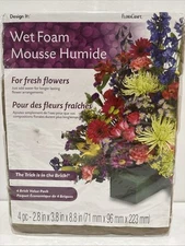 FloraCraft Wet Foam Brick Pkg of 4pc 2.8x3.8x8.8 Sealed -Fresh Flowers Arranging