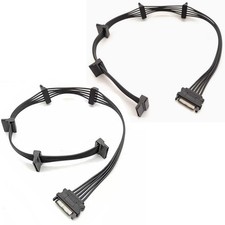 2 PCS Black SATA 15 Pin Male To 5 Female Power Splitter Cable 19.7 Inch HDD