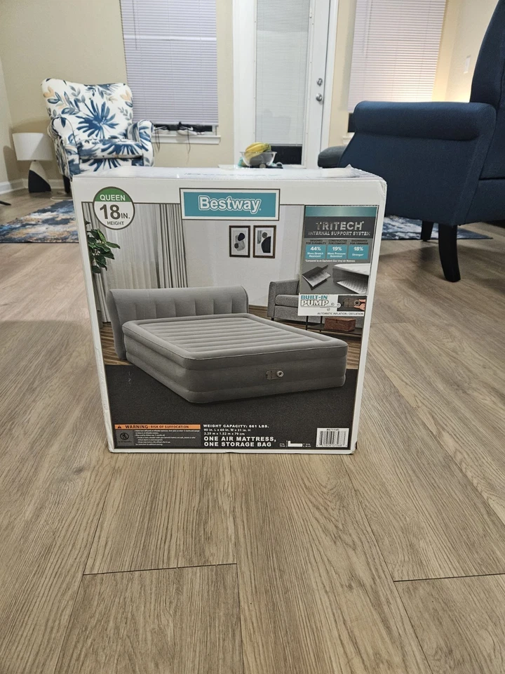 Bestway® Headboard Tritech Airbed Queen 18" with Built-in AC Pump - Image 2 of 4