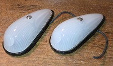 Pair White Dietz 533 Vintage Marker Fender Lights Glass Lenses Truck Cab Lights