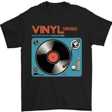 Retro Vinyl Records Turntable DJ Music Mens T-Shirt 100% Cotton S-5XL