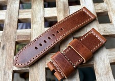 Cinturino orologio in pelle 24 mm fatto a mano. Lux vintage per Panerai.