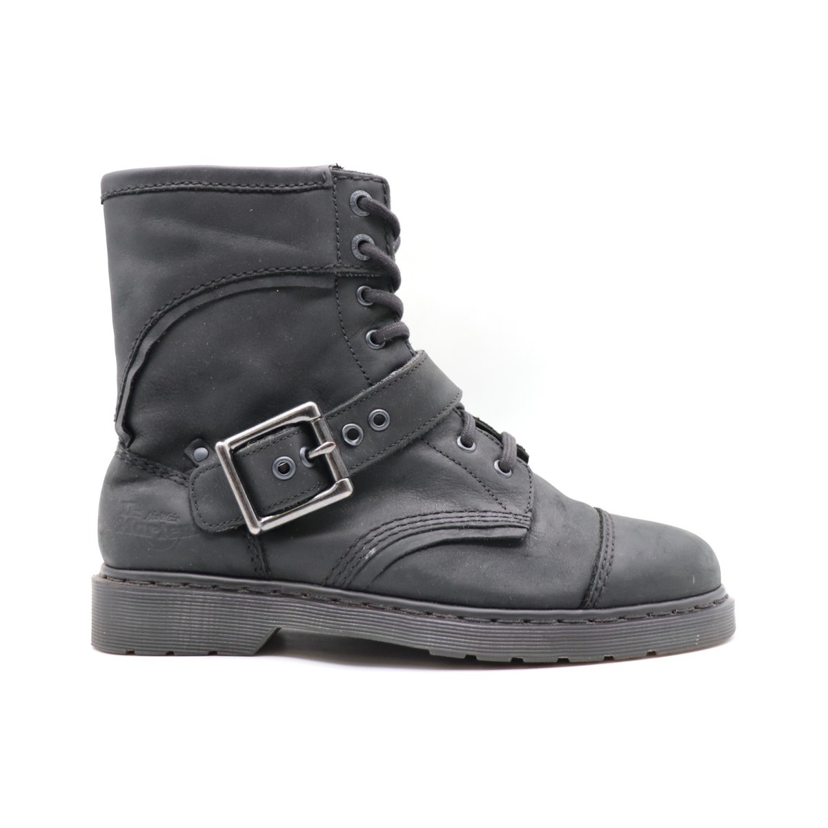 Dr Doc Martens Men’s Sz 14 Triumph 1460 Buckle Black Plaid Strip Leather Boots 1460 Smooth Leather Buckle Boots in Black | Dr. Martens main image 2