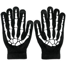 Skeleton Gloves,Glow in the Dark Touch Screen Thickened Full/Half Finger for Cos