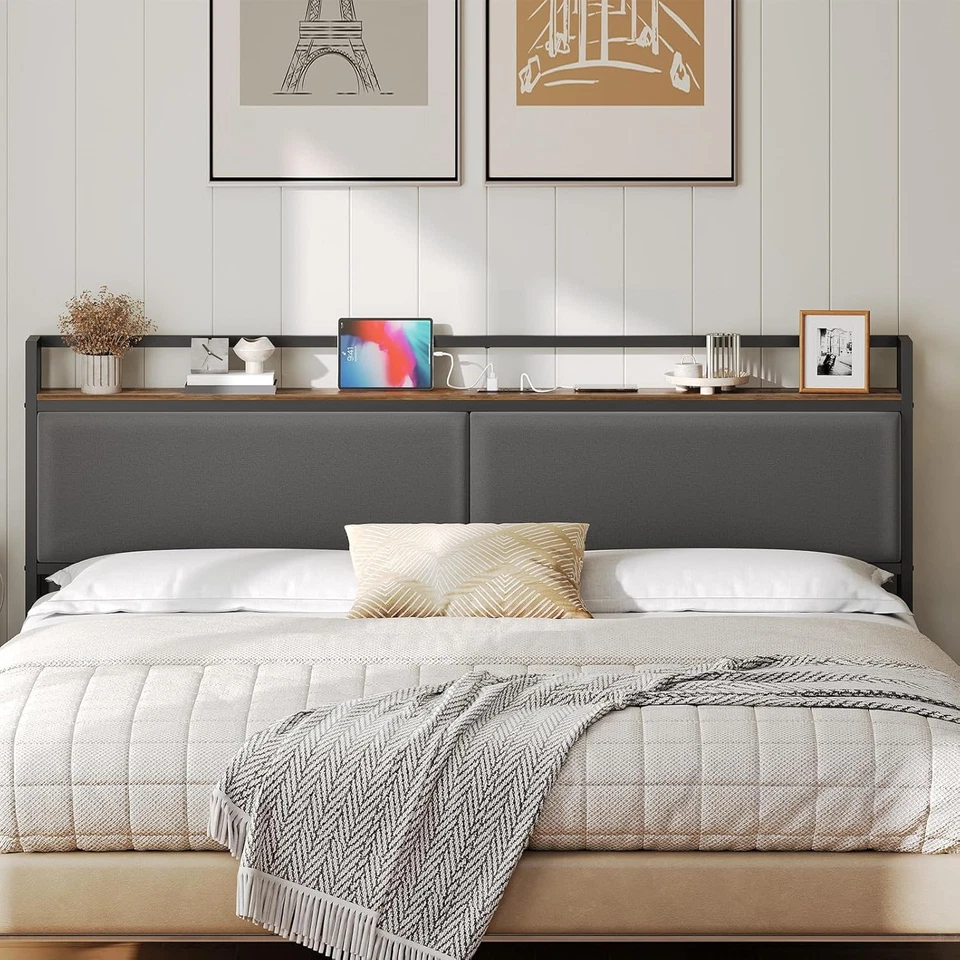 Solo cabecero tamaño king, cabecero tapizado con estación de carga, king... Foto 2 de 4