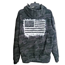 Howitzer TACTICAL PATRIOT  USA Flag Skull Mens M Hoodie Military Camo Gray Black