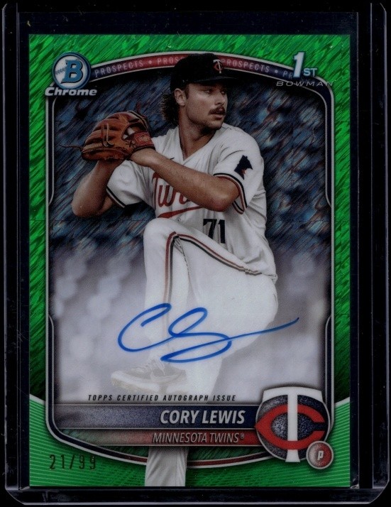 2025 Bowman Chrome Cory Lewis #CPA-CLE 1st Auto Green Shimmer Refractor /99