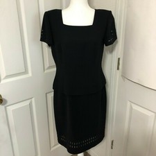 Donna Morgan Womens Size 8 Square Neck Black Polyester Dress
