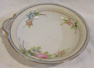 1920s Nippon Hand Painted Blue Gold Trim Bowl/Saucer Handle 5.5'' Rising Sun