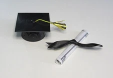 1 Black Graduation Cap Hat & Diploma Layon Cake Topper Decoration Grad Party