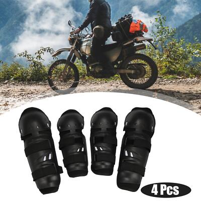 4pcs Roundhead Motorcycle Adults Knee Elbow Pads with Adjustable Strap Black