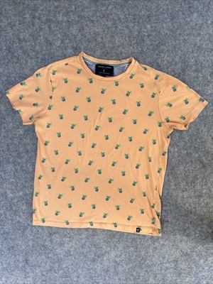 Nickel & Iron Shirt Mens S Floral Pineapple Peach Pink