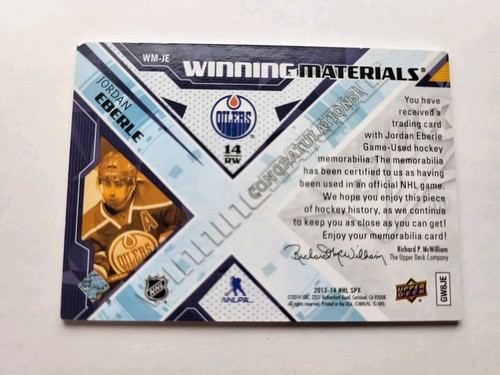 Jordan Eberle 2013-14 SPx Winning Materials Dual Jersey Card - Picture 2 of 3