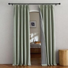 100 Blackout Curtains for Bedroom, Pinch 34"W x 84"L Pack of 2 Sage Green