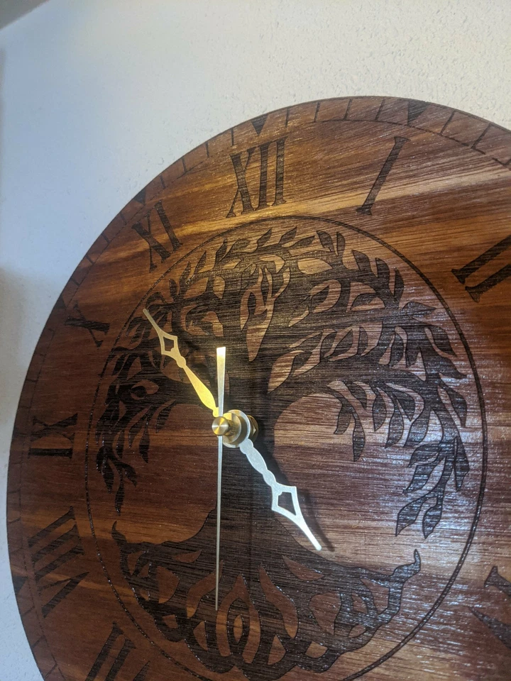 Tree of Life Clock Laser Etched on Red Mahogany - Image 4 of 4