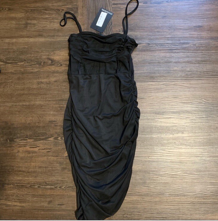 black bandeau ruched dress Women's Black Woven Bandeau Ruched Maxi Dress