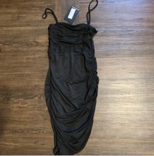 NWT Pretty Little Thing Black Bandeau Ruched Midaxi Dress US 4