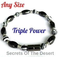 TRIPLE POWER Therapeutic Black Magnetic Hematite Bracelet Anklet Necklace Clasp