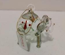 Elephant Ornament Egyptian Blown Glass 14K Gold Embellished NWT Egypt Blue/Green