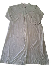 Womens Go Softly Sleepwear Robe Full Length Buttons Mint Green Pockets S Petite