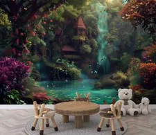 Enchanted Forest Hideout Fantasy Wallpaper Mural Removeable Washable Peel &Stick