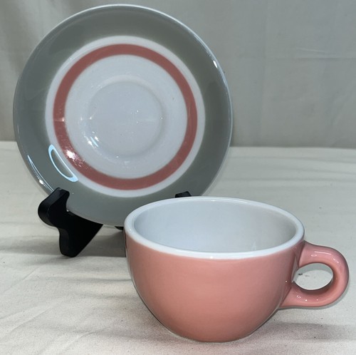 Vintage Shenango Restaurant Ware Gray Pink Stripe Coffee Shop Cups & Saucers - Picture 4 of 9