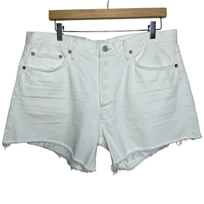 AGOLDE Parker Long Short Loose Fit in Panna Cotta White Button