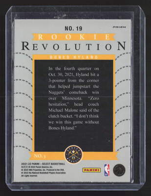 その他 2021 Bones Hyland Rookie Revolution NBA Bones Hyland 2021-22 Panini Select Rookie Revolution #19 Insert RC