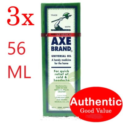 Axe Brand Universal Oil For Quick Relief Headache and Cold Uk Seller 3x 56ml