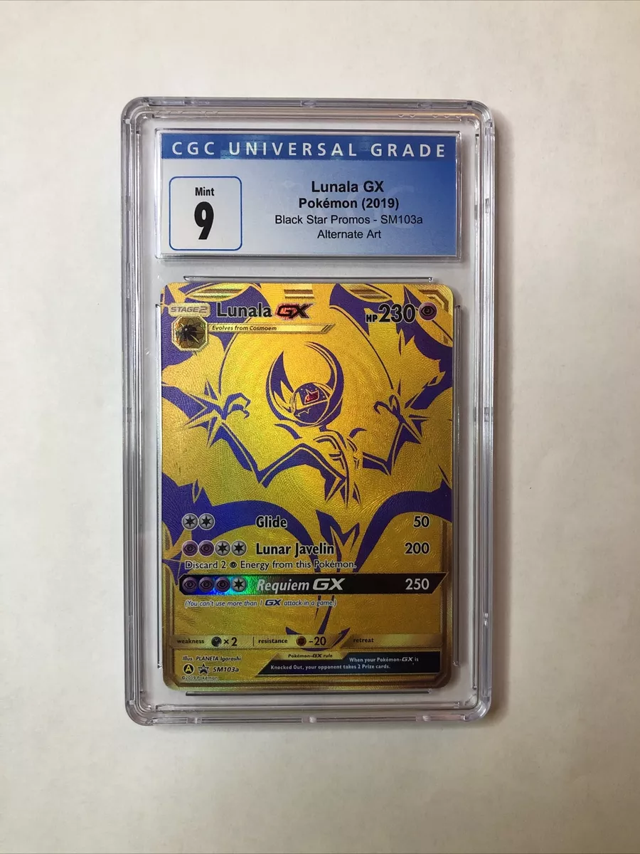 Pokemon TCG SM103a Lunala GX Gold Black Star Promo Card –