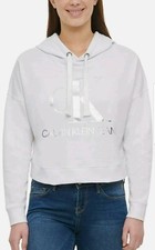 NWT Calvin Klein Jeans Ladies' Hoodie Sweatshirt Color White Slight Crop