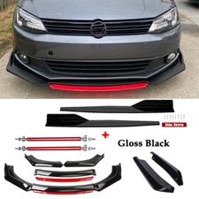 For VW Jetta MK6 Front Bumper Lip Spoiler Splitter Rear Lip Side Skirt Glossy B