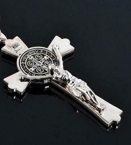 large CROSS CRUCIFIX JESUS steel pendant necklace Sterling Silver 26