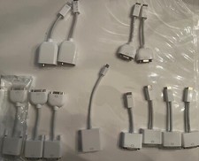 Lot of 12 Apple DVI to mini DP DVI to VGA mini VGA to VGA Video Adapters