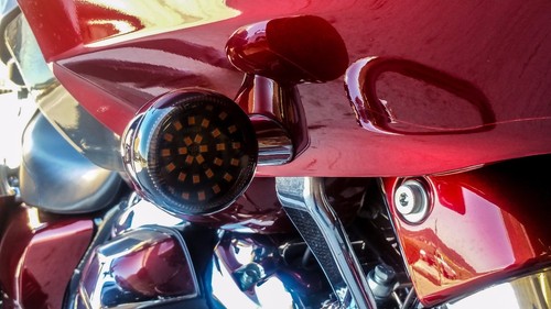 Black Out Dual White Amber LED Turn Signal Harley 1157 Bulb smoke lens plug play - Picture 8 of 12