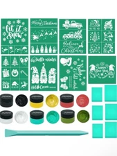 Chalk Paste Paint Silk Screen Printing Kit 21 Pcs, Self Adhesive Silk Screen