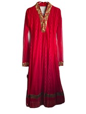 Indian Anarkali Dress In Red with Matching Churidar Pants And Dupatta